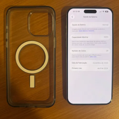 iPhone 15 Pro Max Cinza 100% Bateria | Impecável