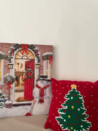 Quadro natalino e almofada 60,00 reais