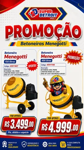 Betoneira Menegotti 400litros nova e 150 litros