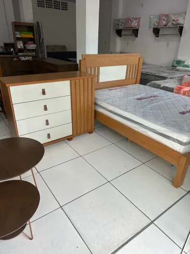 conjunto de quarto cama em mdf + cômoda 