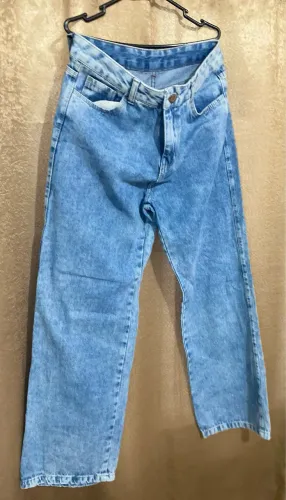 Calça Jeans Wide Leg Azul Claro 42