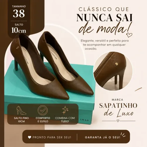 Scarpin Marrom Sapatinho de Luxo - Tamanho 38 (Novo/Pouco Uso)