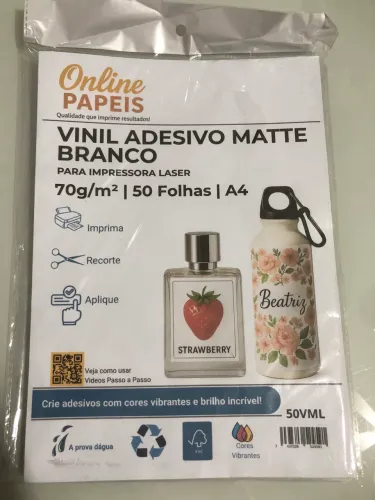 Papel vinil adesivo matte branco- Impressora a laser