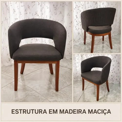 Poltrona com pé de madeira maciça