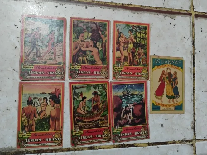 Estampas Eucalol série Lendas do Brasil Iracema e Caramuru e danças lote com 7 diferentes 