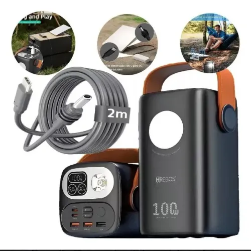 Power Bank 60.000mah 100w Carregador P / starlink Mini Preto + Cabo 2 Metros