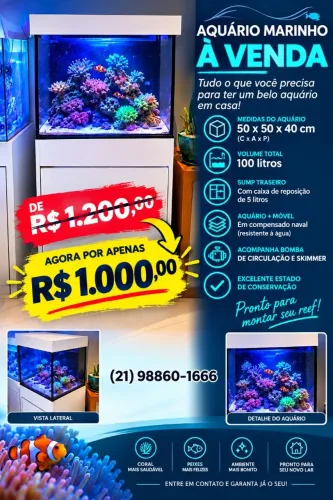 Aquario com móvel, bomba e skimmer