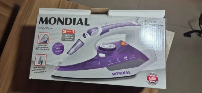 Ferro de Passar Roupa a Vapor e a Seco Mondial - Ceramic Express F-40 Branco e Lilás