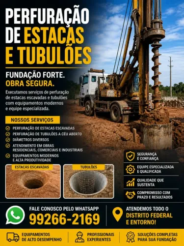 Perfuração de estacas e tubulões