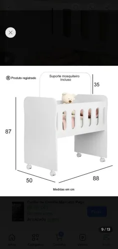 Mine berço *Usado, com colchão e 2 lençóis