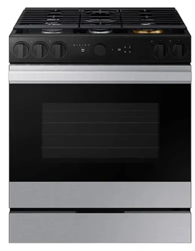 Fogão de piso Samsung de 5 bocas serie 7 com câmera e air fry inox-