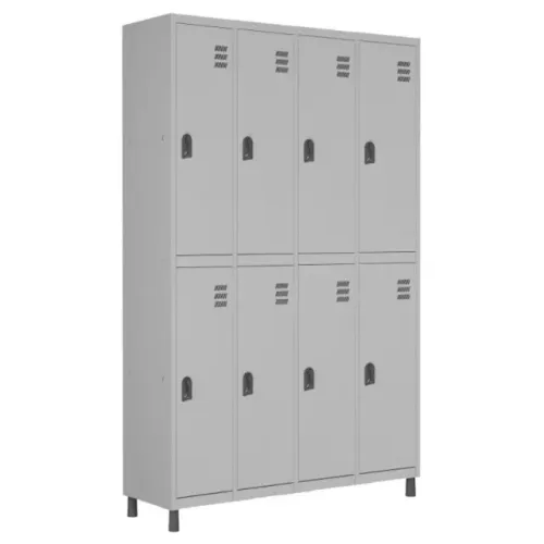 Roupeiro de Aço 8 Portas Grandes 1,84x1,29 Cinza Organização Profissional Robusto 10914