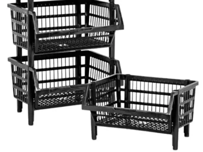 CONJUNTO DE CESTOS EMPILHAVEIS DE PLASTICO 5UN TAM G
