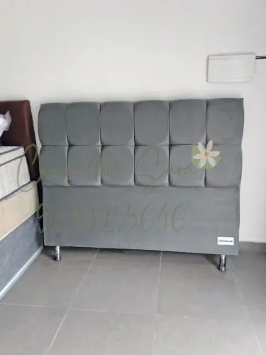 CABECEIRA ORTOBOM EM VELUDO CINZA 