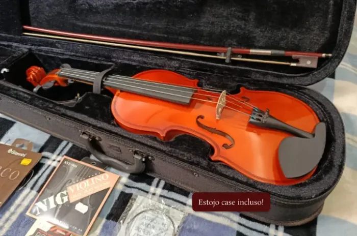 Violino Tarttan com estojo, apoio de queixo, rosin e cordas extras.