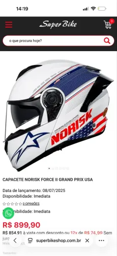 VENDO NORISK FORCE NOVO NUNCA USADO