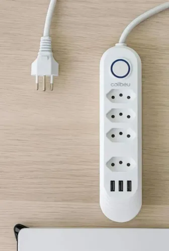 Régua filtro de linha 2 metros 5 tomadas e usb
