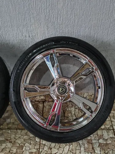Jogo de Rodas Cromadas Aro 18 Alloy Weels + Pneus
