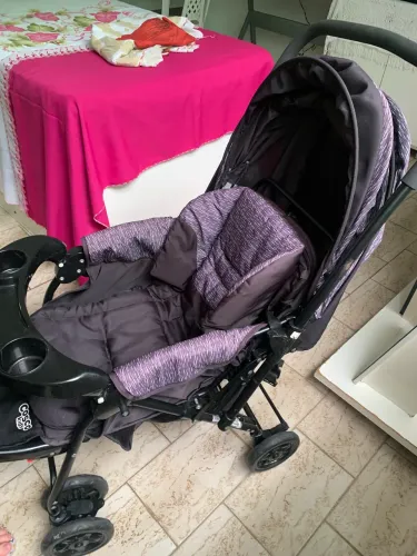 Carrinho de Bebê Cosco Kids Travel System Reverse - Preto Rajado