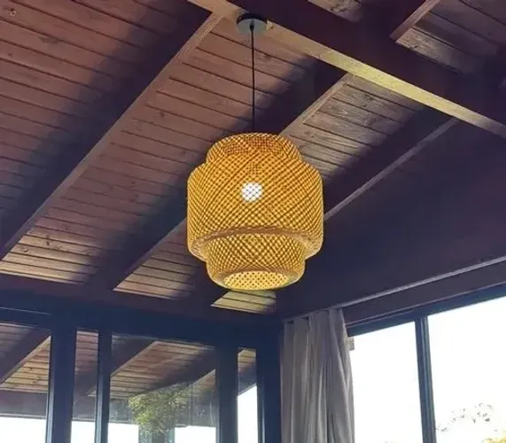Lustre De Bambu Pendente Teto Decoração