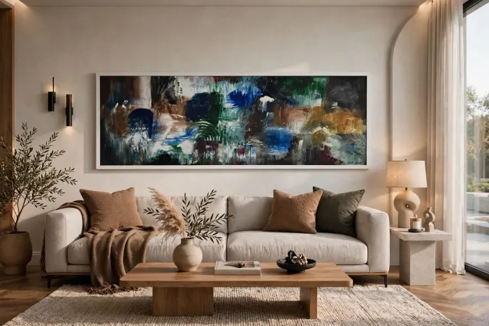 Quadro abstrato moderno 153 x 54 cm.