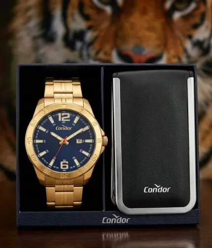 Relógio masculino condor novo original prova dágua banhado a ouro