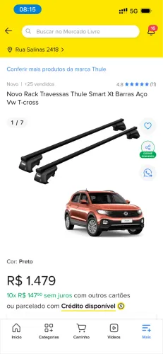 Rack Travessas Thule Smart Xt Barras Aço Vw T-cross  
