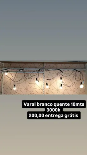Varal de 10mts com lâmpadas amarelas