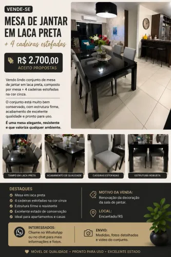 Vendo Mesa com 04 cadeiras