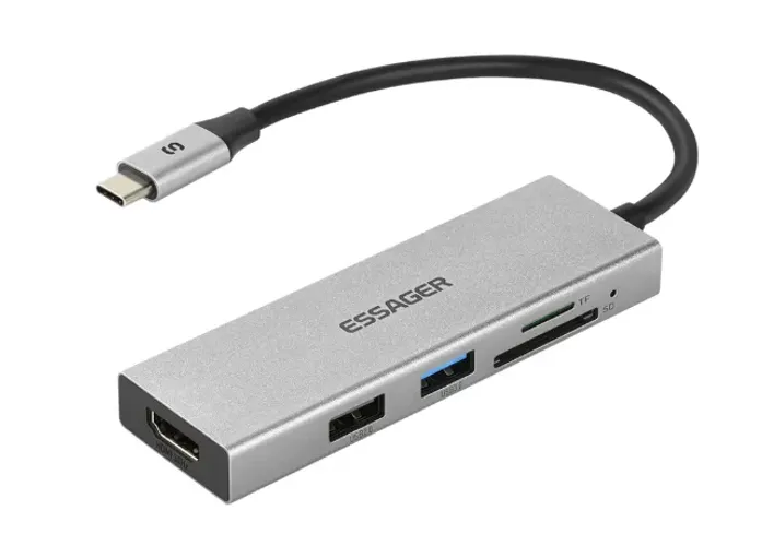 Adaptador Essager USB-C para HDMI/USB2.0/USB3.0/SD/TF