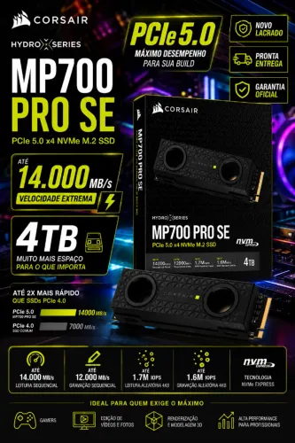 SSD NVMe Corsair MP700 PRO SE 4TB - PCIe 5.0 x4 - GARANTIA - NOVO