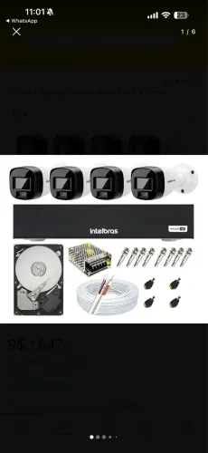 Kit 4 Câmeras Intelbras 3220b Full Color+ Áudio E Dvr 4 Ch