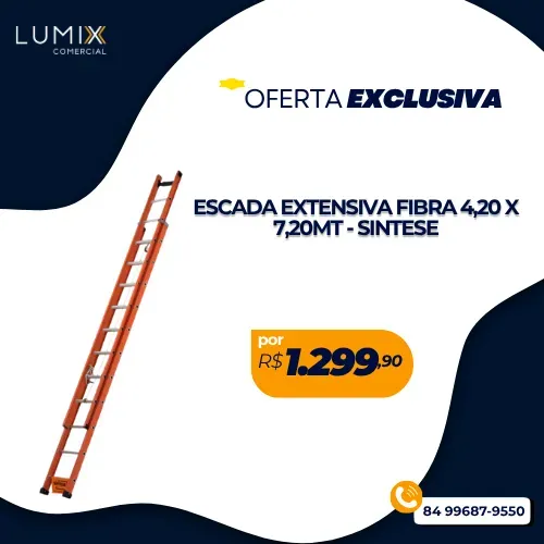 ESCADA EXTENSIVA FIBRA 4,20 X 7,20MT 23 DEGRAUS SINTESE