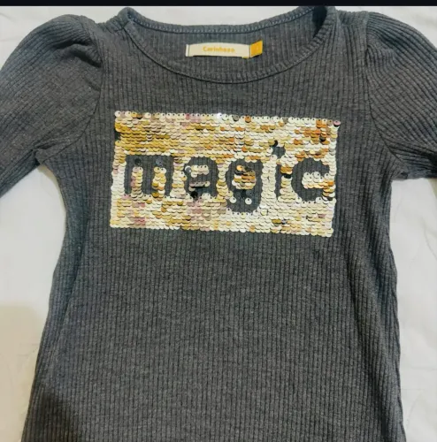 Vestido Infantil Manga Longa Carinhoso - Paetê Reversível