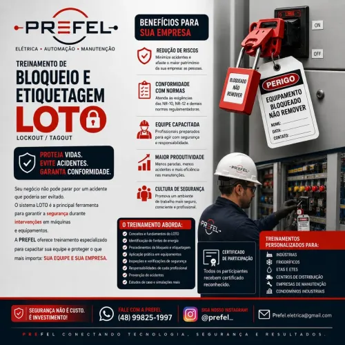 Treinamento LOTO (Bloqueio e Etiquetagem) para Indústrias na Grande Florianópolis - PREFEL