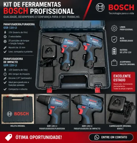 Kit Bosch Profissional GSR 120-LI + GDR 120-LI 12V + 2 Baterias + Maleta
