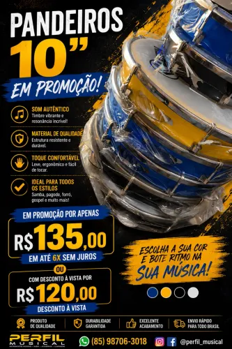 Pandeiro profissional 10 polegadas promoção 