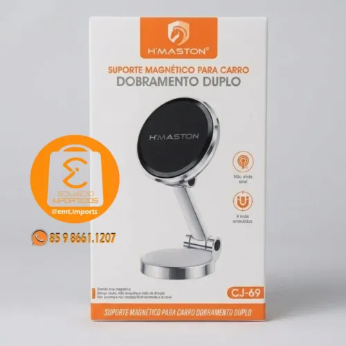 Suporte Magnético, Imã resistente de Dobramento Duplo para Carro, Celular / Veicular