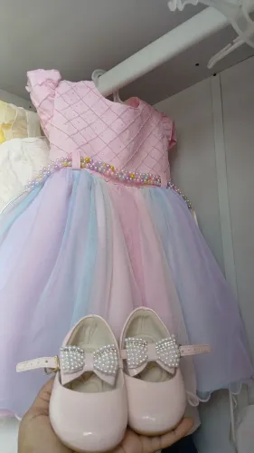 Vestido festa infantil 1 ano acompanhado do sapatinho