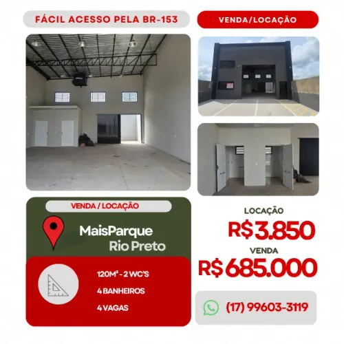 Barracão MaisParque Rio Preto - 120m² (Venda/Locação)