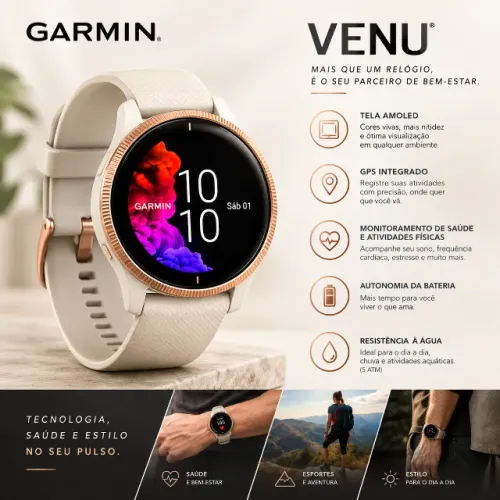 Smartwatch Garmin Venu Profissional Para Atletas Corrida Treino Academia