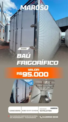 Baú frigorífico gancheira bi-truck