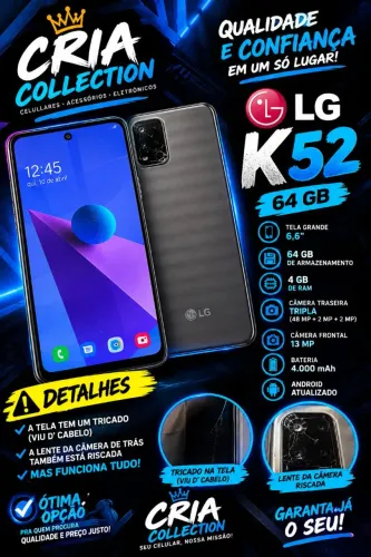 Celular funcionando perfeitamente 220 pra hoje lg k52