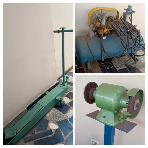 Ferramentas de funilaria e pintura profissionais usadas