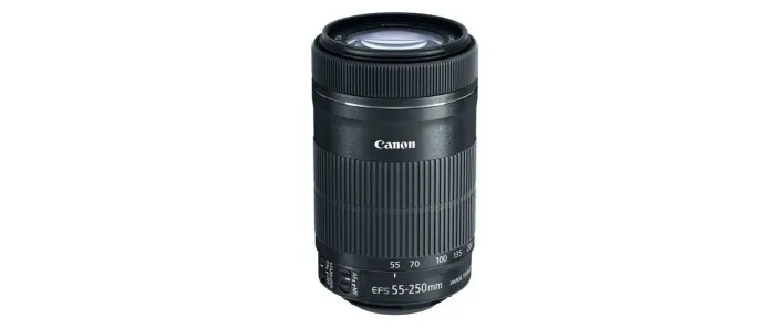 Lente 55-250mm Canon com estabilizador e foco automático ultra rápido.