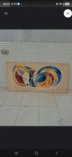 Excepcional Moderno Quadro da Famosa Pintora Pintora Romeika Lins em Aquarela sobre Tela
