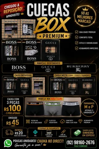 Cuecas de grifes ALGODÃO PREMIUM 