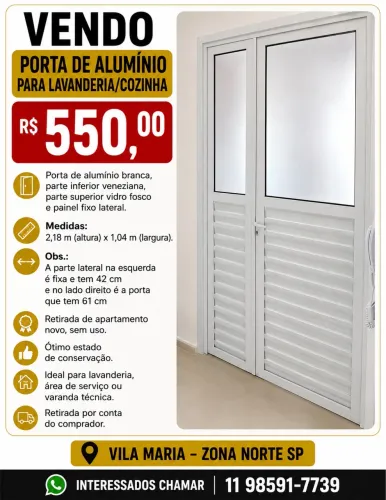 Porta de alumínio para lavanderia/cozinha