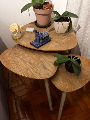 Conjunto de Mesas de Centro / Apoio em Madeira - Design Moderno (3 Peças)