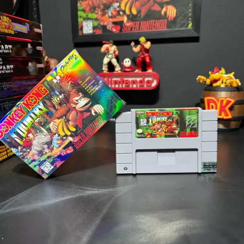 SNES Cartucho Donkey Kong Country + Mini Caixa Holográfica 